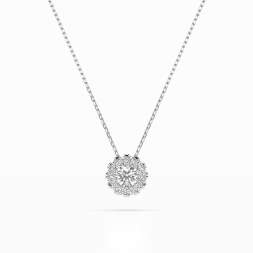 Diamantanhänger in 0,1 Karat, Weißgold 585 / 14 Karat, mit einer 585ger Goldkette in 42 cm lang, Gewicht ca. 1,7 g.