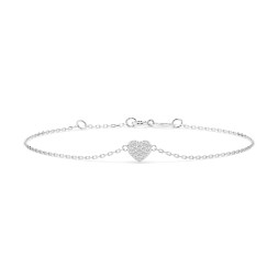 Goldarmband als Ankerkette mit 0,09 Karat Diamanten, Weißgold 585 / 14 Karat, 16,5 cm lang, Gewicht ca. 0,9 g.