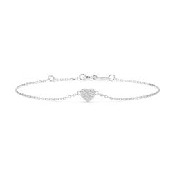 Goldarmband als Ankerkette mit 0,09 Karat Diamanten, Weißgold 585 / 14 Karat, 21 cm lang, Gewicht ca. 0,9 g.