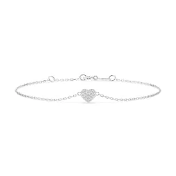 Goldarmband als Ankerkette mit 0,09 Karat Diamanten, Weißgold 585 / 14 Karat, 19 cm lang, Gewicht ca. 0,9 g.