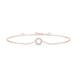 Goldarmband als Ankerkette mit 0,07 Karat Diamanten, Rotgold 585 / 14 Karat