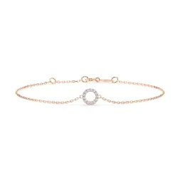 Goldarmband als Ankerkette mit 0,07 Karat Diamanten, Rotgold 585 / 14 Karat, 17 cm lang, Gewicht ca. 0,8 g.