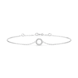 Goldarmband als Ankerkette mit 0,07 Karat Diamanten, Weißgold 585 / 14 Karat