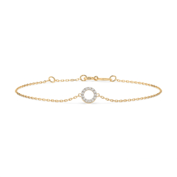 Goldarmband als Ankerkette mit 0,07 Karat Diamanten, Gelbgold 585 / 14 Karat, 16,5 cm lang, Gewicht ca. 0,8 g.