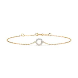 Goldarmband als Ankerkette mit 0,07 Karat Diamanten, Gelbgold 585 / 14 Karat, 20 cm lang, Gewicht ca. 0,8 g.