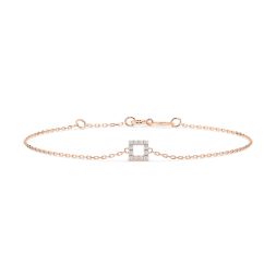 Goldarmband als Ankerkette mit 0,06 Karat Diamanten, Rotgold 585 / 14 Karat, 20,5 cm lang, Gewicht ca. 0,8 g.