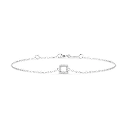 Goldarmband als Ankerkette mit 0,06 Karat Diamanten, Weißgold 585 / 14 Karat, 17 cm lang, Gewicht ca. 0,8 g.
