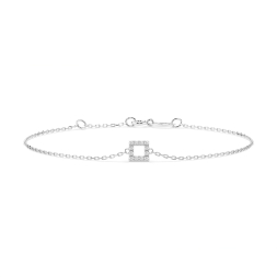 Goldarmband als Ankerkette mit 0,06 Karat Diamanten, Weißgold 585 / 14 Karat, 17,5 cm lang, Gewicht ca. 0,8 g.
