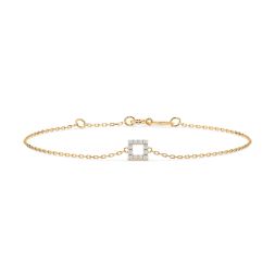 Goldarmband als Ankerkette mit 0,06 Karat Diamanten, Gelbgold 585 / 14 Karat, 20,5 cm lang, Gewicht ca. 0,8 g.