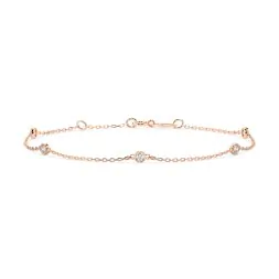 Goldarmband als Ankerkette mit 0,14 Karat Diamanten, Rotgold 585 / 14 Karat