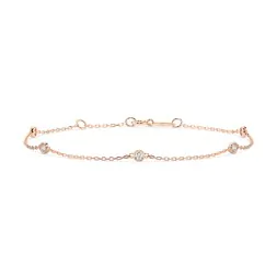 Goldarmband als Ankerkette mit 0,14 Karat Diamanten, Rotgold 585 / 14 Karat, 19,5 cm lang, Gewicht ca. 0,9 g.