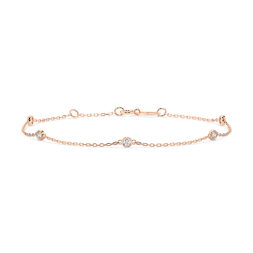 Goldarmband als Ankerkette mit 0,14 Karat Diamanten, Rotgold 585 / 14 Karat, 20 cm lang, Gewicht ca. 0,9 g.