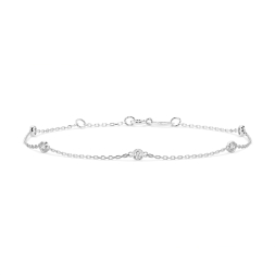 Goldarmband als Ankerkette mit 0,14 Karat Diamanten, Weißgold 585 / 14 Karat, 21 cm lang, Gewicht ca. 0,9 g.