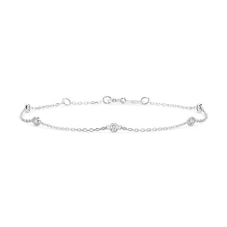 Goldarmband als Ankerkette mit 0,14 Karat Diamanten, Weißgold 585 / 14 Karat, 20,5 cm lang, Gewicht ca. 0,9 g.