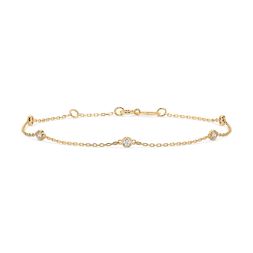 Goldarmband als Ankerkette mit 0,14 Karat Diamanten, Gelbgold 585 / 14 Karat