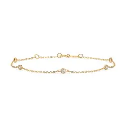 Goldarmband als Ankerkette mit 0,14 Karat Diamanten, Gelbgold 585 / 14 Karat