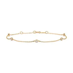 Goldarmband als Ankerkette mit 0,14 Karat Diamanten, Gelbgold 585 / 14 Karat, 19,5 cm lang, Gewicht ca. 0,9 g.