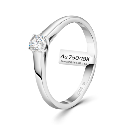 0,20 Karat Diamant Verlobungsring, Weißgold 750 / 18K, Weite 58 mm, Gewicht ca. 2.39 g.