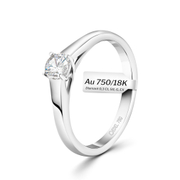 0,30 Karat Diamant Verlobungsring mit GIA Zertifikat, Weißgold 750 / 18K, Breite 1,7 mm,Weite 50 mm, Gewicht ca. 2.84 g.