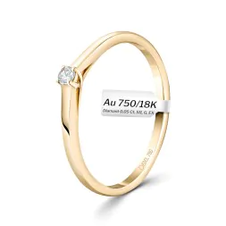 0,05 Karat Diamant Verlobungsring, Gelbgold 750 / 18K, Weite 56 mm, Gewicht ca. 1.86 g.