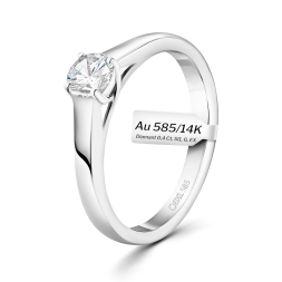 0,40 Karat Diamant Verlobungsring mit GIA Zertifikat, Weißgold 585 / 14K, Weite 53 mm, Gewicht ca. 2.79 g.