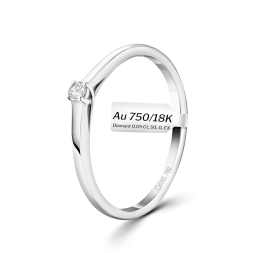 0,05 Karat Diamant Verlobungsring, Weißgold 750 / 18K, Weite 49 mm, Gewicht ca. 1.48 g.