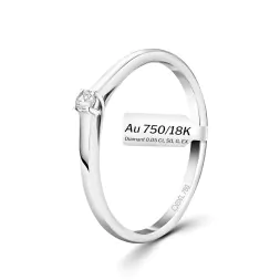 0,05 Karat Diamant Verlobungsring, Weißgold 750 / 18K, Weite 58 mm, Gewicht ca. 1.48 g.
