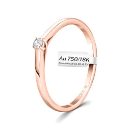 0,05 Karat Diamant Verlobungsring, Rotgold 750 / 18K, Weite 50 mm, Gewicht ca. 1.48 g.