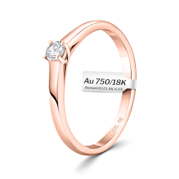 0,10 Karat Diamant Verlobungsring, Rotgold 750 / 18K, Breite 2 mm, Weite 53 mm, Gewicht ca. 1.97 g.
