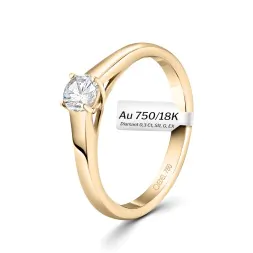 0,30 Karat Diamant Verlobungsring mit GIA Certifikate, Gelbgold 750 / 18K, Weite 54 mm, Gewicht ca. 2.84 g.