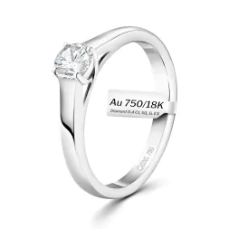 0,40 Karat Diamant Verlobungsring mit GIA Zertifikat, Weißgold 750 / 18K, Breite 1,7 mm,Weite 54 mm, Gewicht ca. 3.41 g.