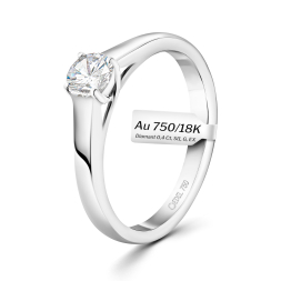 0,40 Karat Diamant Verlobungsring mit GIA Zertifikat, Weißgold 750 / 18K, Breite 1,7 mm,Weite 58 mm, Gewicht ca. 3.41 g.