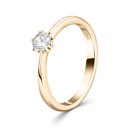 0,30 Karat Solitär mit Diamant Verlobungsring, Gelbgold 750 / 18K, Weite 49 mm, Gewicht ca. 2.7 g.