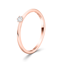 0,05 Karat Solitär mit Diamant Verlobungsring, Rotgold 750 / 18K,Weite 51 mm, Gewicht ca. 1.57 g.