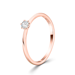 0,10 Karat Solitär mit Diamant Verlobungsring, Rotgold 750 / 18K,Weite 49 mm, Gewicht ca. 1.8 g.