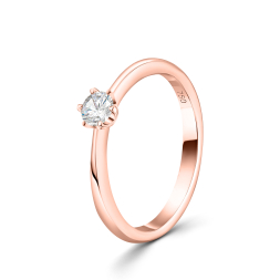 0,20 Karat Solitär mit Diamant Verlobungsring, Rotgold 750 / 18K,Weite 49 mm, Gewicht ca. 2.32 g.