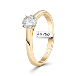 0,50 Karat Diamant Ring mit GIA Zertifikat, Gelbgold 750 / 18K, Breite 1,7 mm,Weite 54 mm, Gewicht ca. 3.41 g.