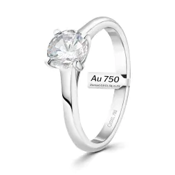 0,90 Karat Diamant Ring mit GIA Zertifikat, Weißgold 750 / 18K, Breite 1,7 mm,Weite 52 mm, Gewicht ca. 3.41 g.