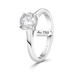 1 Karat Diamant Ring mit GIA Zertifikat, Weißgold 750 / 18K, Breite 1,7 mm,Weite 53 mm, Gewicht ca. 3.41 g.