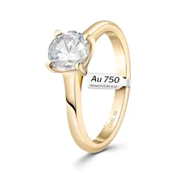 1 Karat Diamant Ring mit GIA Zertifikat, Gelbgold 750 / 18K, Breite 1,7 mm,Weite 50 mm, Gewicht ca. 3.41 g.