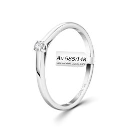 0,05 Karat Diamant Verlobungsring, Weißgold 585 / 14K, Weite 55 mm, Gewicht ca. 1.9 g.