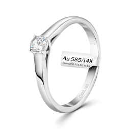 0,20 Karat Diamant Verlobungsring, Weißgold 585 / 14K, Weite 51 mm, Gewicht ca. 2.5 g.
