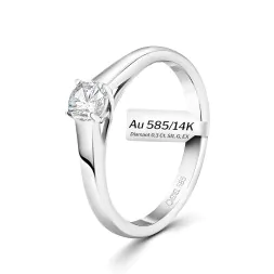0,30 Karat Diamant Verlobungsring mit GIA Zertifikat, Weißgold 585 / 14K, Breite 1,7 mm,Weite 49 mm, Gewicht ca. 2.6 g.