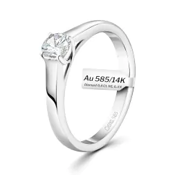 0,40 Karat Diamant Verlobungsring mit GIA Zertifikat, Weißgold 585 / 14K, Breite 1,7 mm,Weite 49 mm, Gewicht ca. 2.6 g.