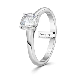 0,90 Karat Diamant Ring mit GIA Zertifikat, Weißgold 585 / 14K, Breite 1,7 mm,Weite 55 mm, Gewicht ca. 3 g.