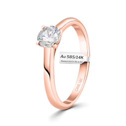 0,50 Karat Diamant Ring mit GIA Zertifikat, Rotgold 585 / 14K, Breite 1,7 mm,Weite 50 mm, Gewicht ca. 2.7 g.