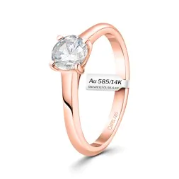 0,70 Karat Diamant Ring mit GIA Zertifikat, Rotgold 585 / 14K, Breite 1,7 mm,Weite 51 mm, Gewicht ca. 2.9 g.