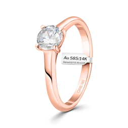 0,70 Karat Diamant Ring mit GIA Zertifikat, Rotgold 585 / 14K, Breite 1,7 mm,Weite 52 mm, Gewicht ca. 2.9 g.