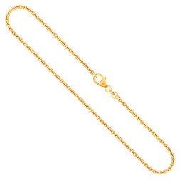 Goldkette als Ankerkette rund in Gelbgold 750 / 18 Karat, 34 cm lang, 2 mm breit, Gewicht ca. 4.8 g.