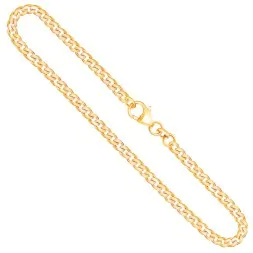 Goldkette als Panzerkette flach in Gelbgold 333 / 8K, 65 cm lang, 3,4 mm breit, Gewicht ca. 16.9 g.